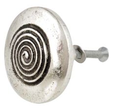 Round Spiral Antique Silver Aluminium Cabinet Knob